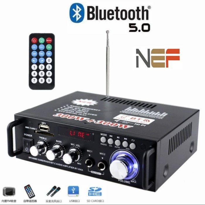 Amplifier BT-298A Bluetooth EQ Audio Amplifier Karaoke Home Theater FM