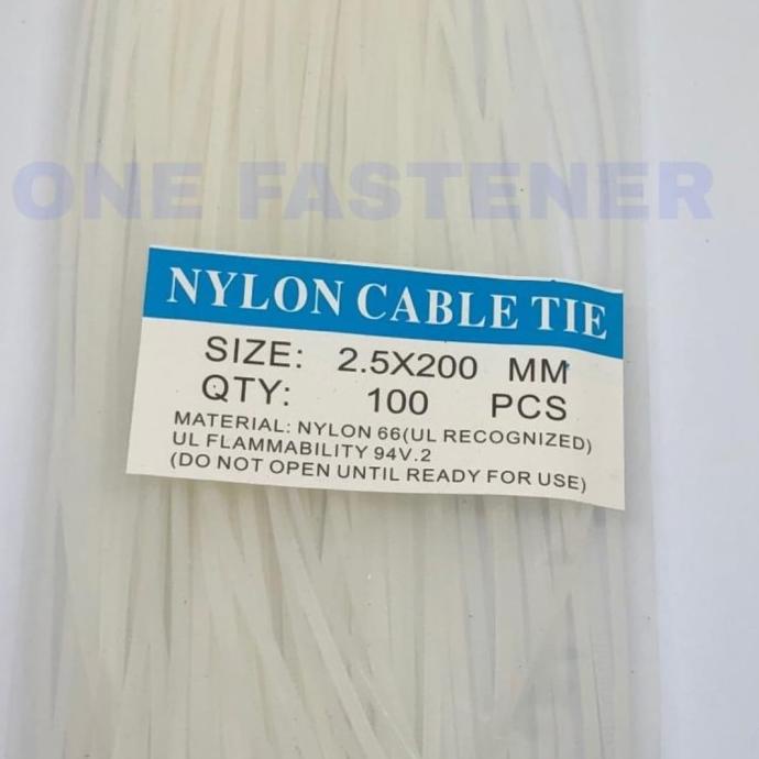

TERLARIS Kabel Ties Cable Tie Kabel Tie 2.5X200 mm PUTIH 100pc