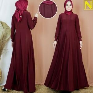 Gamis Jersi Merah Marun Nayla Fashion