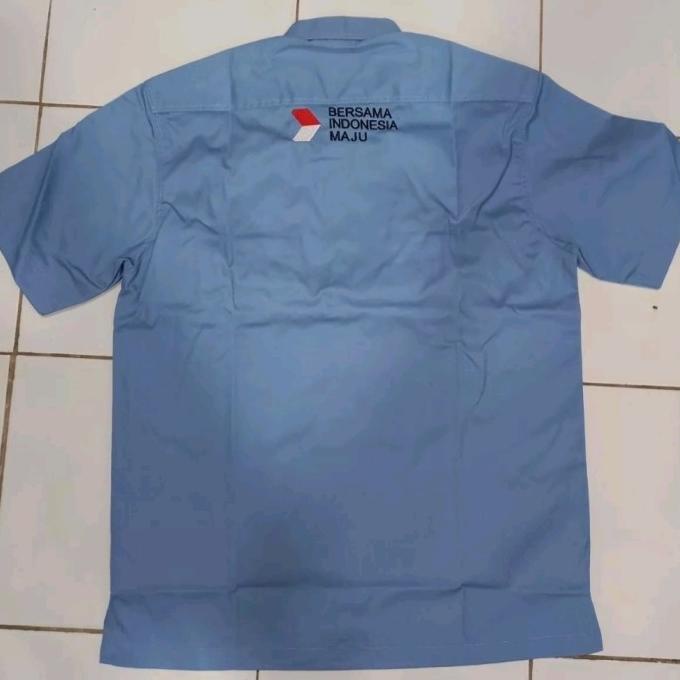 Kemeja Prabowo Gibran Biru Muda PDH PDL Lengan Pendek Pria Full Bordir