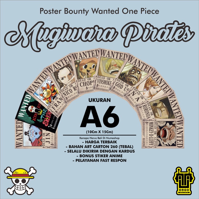 1Set - Poster Bounty Wanted One Piece Straw Hat Pirates Shp Mugiwara