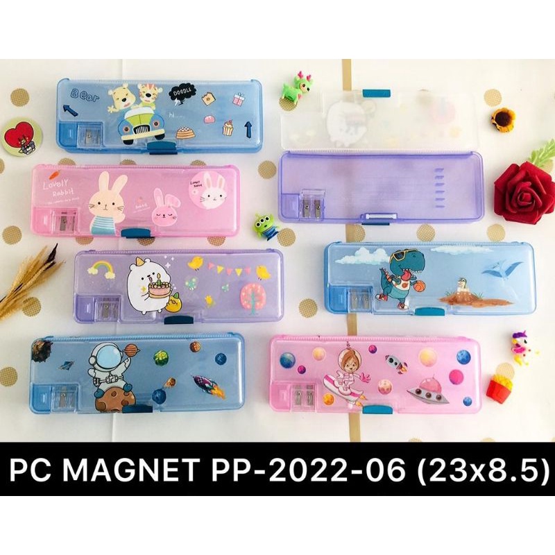 

tempat/kotak/tepak pensil magnet transparan + rautan PP 2022