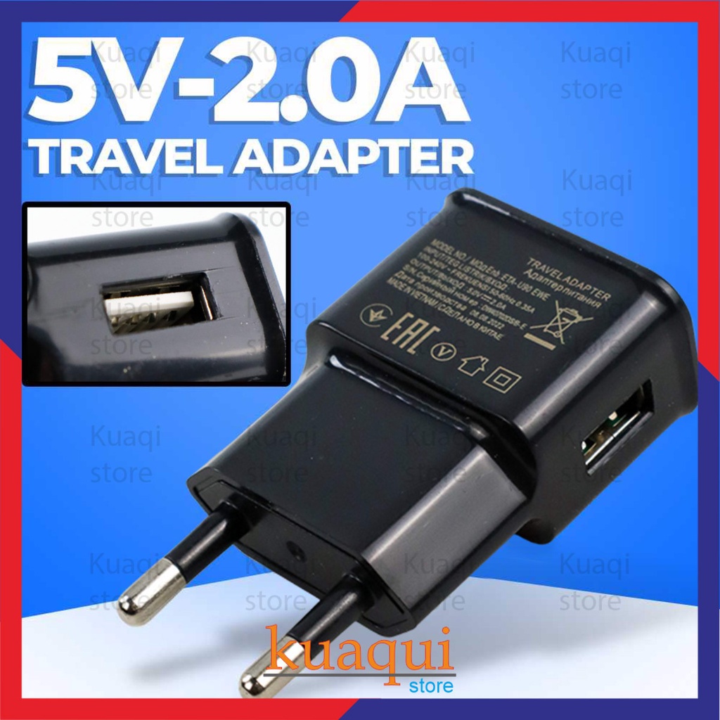 Travel Adaptor USB Charger 5V 2.0A Smartphone Power Bank Smart Watch Earphone TWS