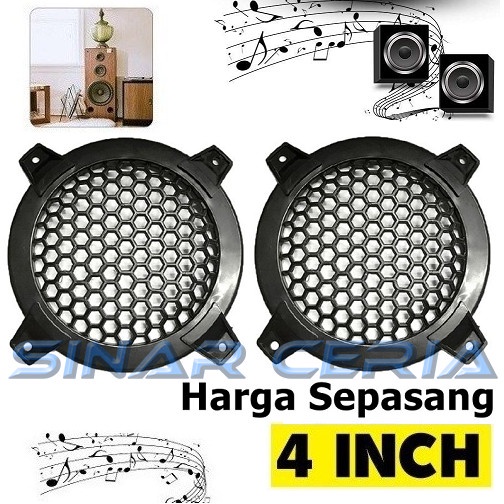 kode07 2Pcs Ram Speaker 4" Plastik Grill Cover 4 Inch Penutup Lingkaran Audio