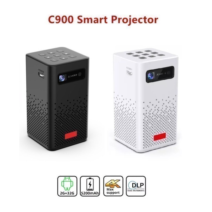 TOUMEI C900 - MINI SMART ANDROID 9.0 DLP PROJECTOR - 100ANSI LUMENS