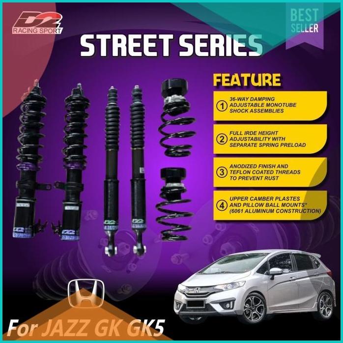 Aksesoris Suspensi Shockbecker Coilover D2 Racing Street Jazz GK GK5 1