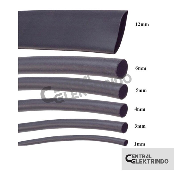 Selongsong Bakar Heat Shrink Tube Selang Isolasi Bakar 5m Hitam Besar