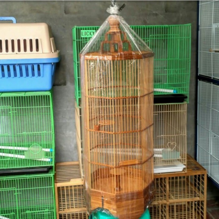 Promo Kandang Burung Branjangan Pernisan Kayu Jati