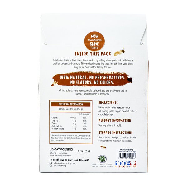 

Oat Morning Granola - Peanut Butter & Chocolate Chip Granola