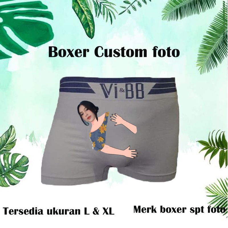 (KEMAS BOX) BOXER CUSTOM FOTO PELUK HADIAH CELANA