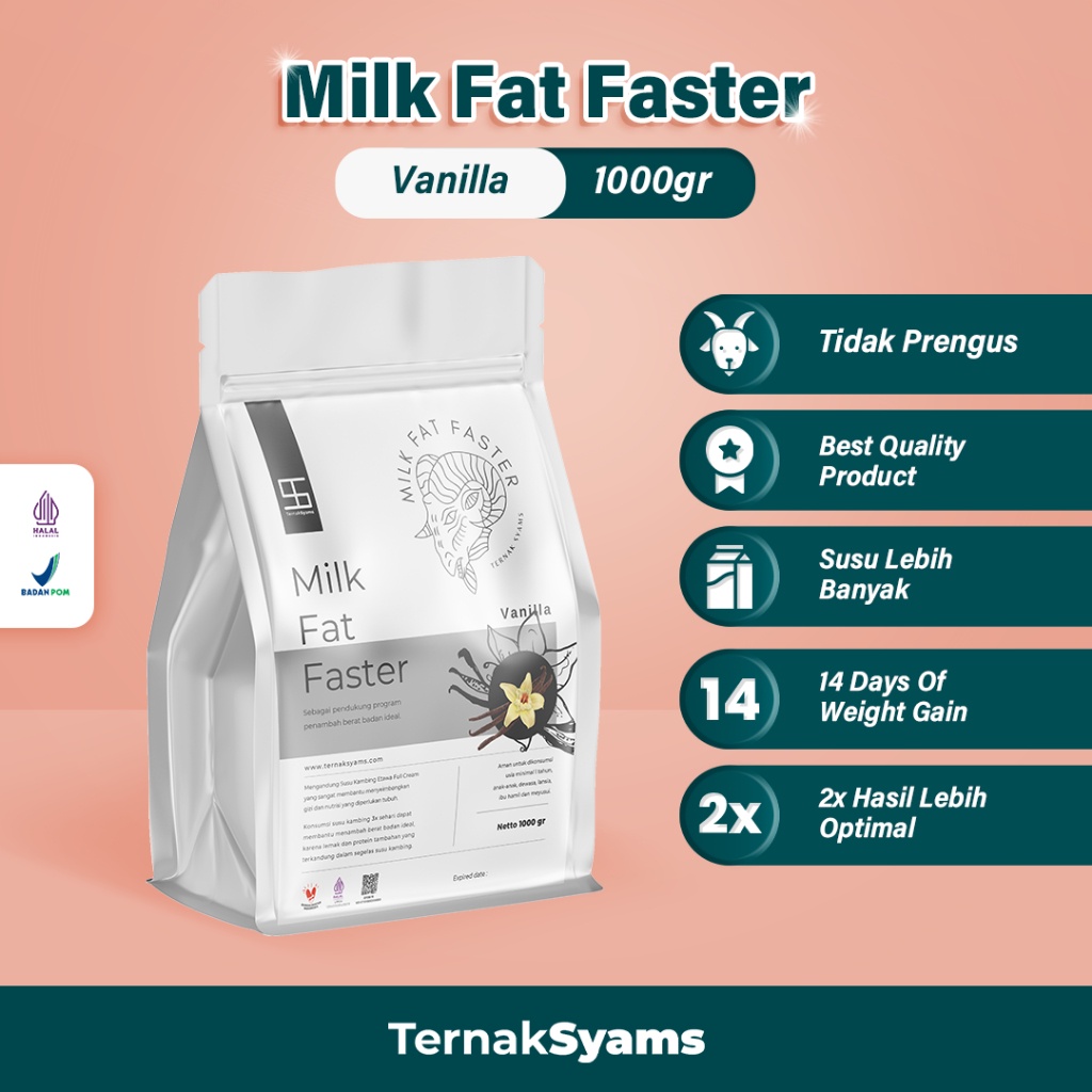 

1Kg Fat Faster Vanilla Vanili Vanila Susu Ggemuk Ambah Kenaikan Berat Badan Ideal Varian Kambing