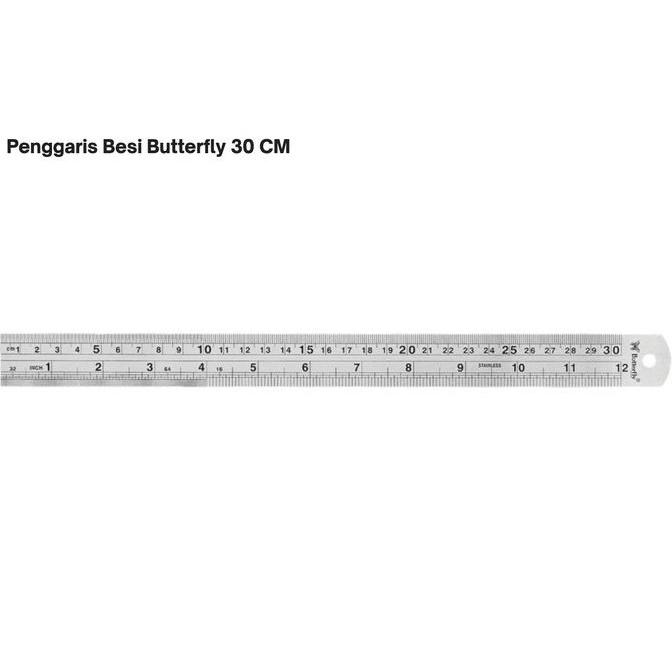 

BESI 30cm Penggaris Butterfly Stainless Steel Ruler Mistar ATK1532BF