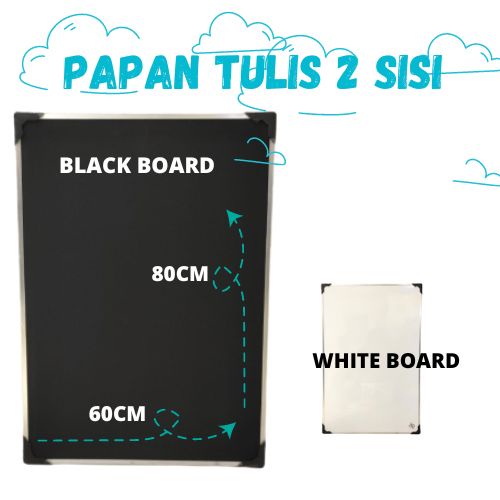 

Papan Tulis 2 Sisi Blaboard Dan Whiteboard Ukuran 60X80Cm