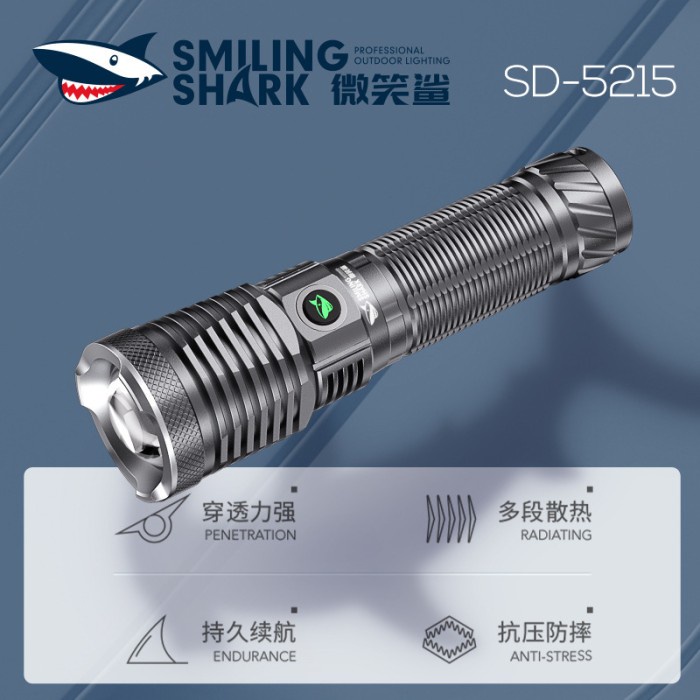 Promo Senter Led Smiling Shark Sd-5215 P100 - Zoom - Super Terang -Type C