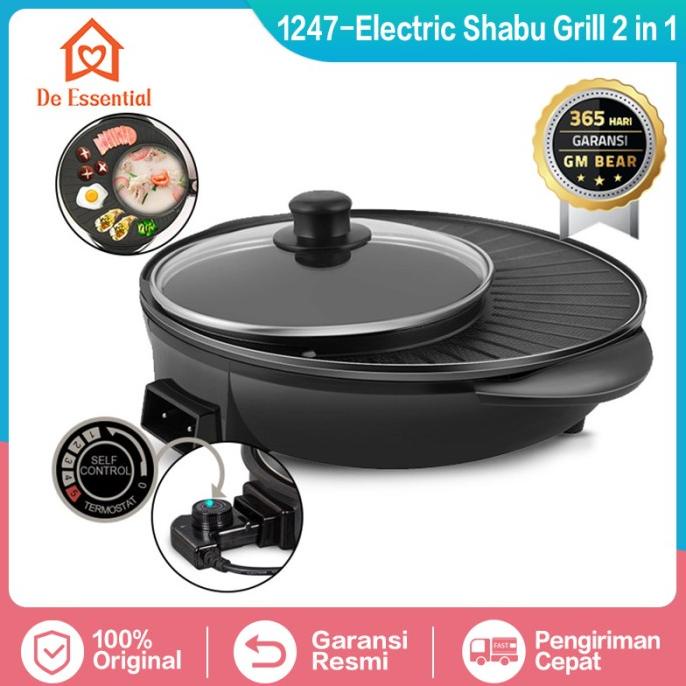 Alat Panggang dan Rebus Elektrik 2 in 1 1247- Denki Steamboat Grill