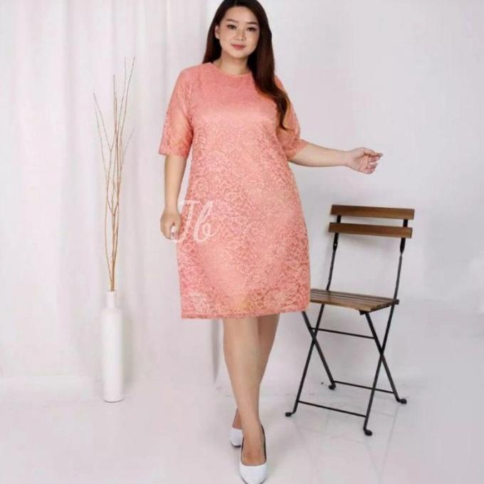 {natal} dress wanita jumbo dress brokat natal gaun pesta biru TERLARIS