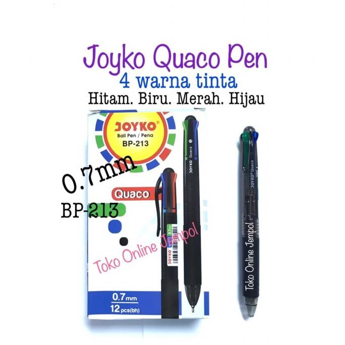 

Pulpen Quaco 4 warna Joyko 0.7 BP-213 Hitam Biru Merah Hijau ATK1047JY
