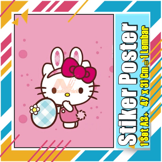 Stiker Poster A3 Hello Kitty My melodi kucing Karton Pink Lucu Imut Anak Gambar Cetak Sticker Custom