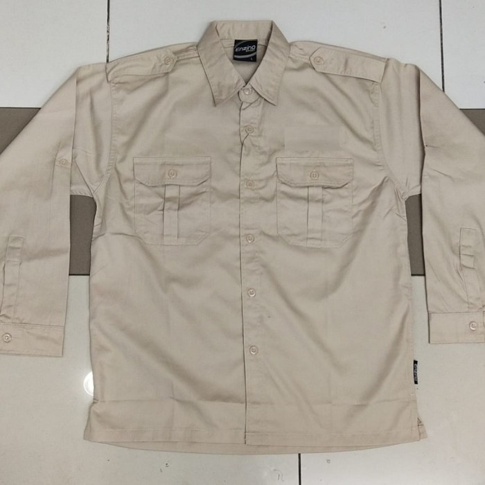 Kemeja Pdh Polos Seragam Pdh Polos Krem Lengan Panjang Pria