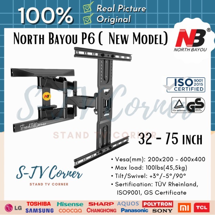 [Ori] Bracket Tv Nb P6 Hisense Changhong 40 42 43 50 55 60 65 70 75 Inch Terbatas