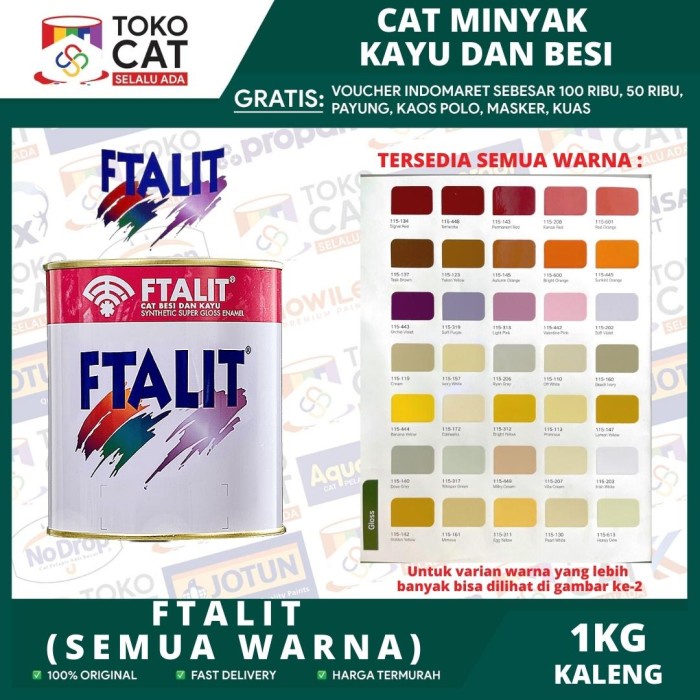 CAT FTALIT 1 KG CAT MINYAK / CAT KAYU BESI WARNA PUTIH DOFF KODE 559// CAT KAYU DAN BESI //CAT MINYAK SYNTETIC