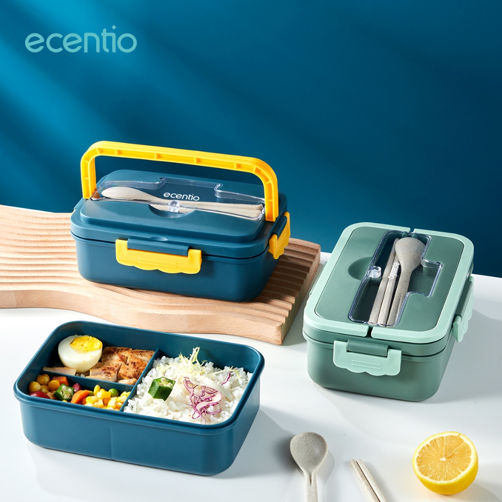 Ecentio Lunch Box Set Jera Gandum Lunch Box Tempat Makan Anak Kotak Bekal Makan & Mangkuk Sup 300Ml