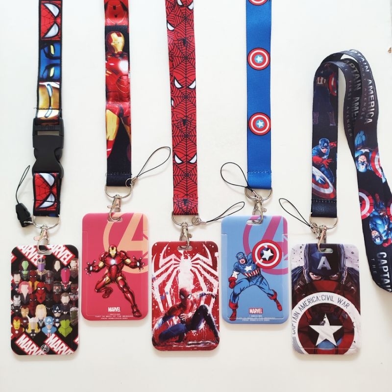 

Id Card Holder Name Tag Lanyard / Kalung Kartu Identitas Hero Marvel Spiderman Iron Man Captain