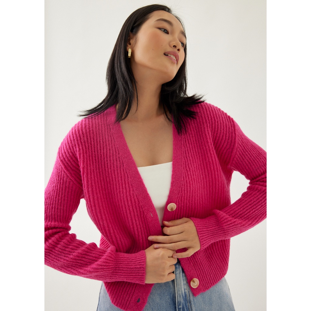 [AMAZED PEOPLE] Love, Bonito - Cardigan Wanita - Ezra Fuzzy Yarn Crop Cardigan