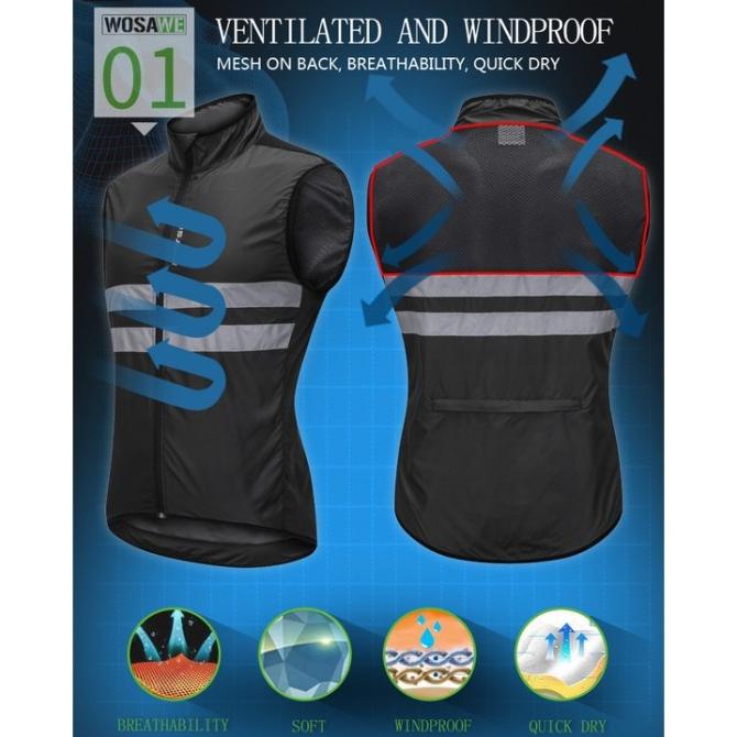Baju Rompi Vest Jersey Sepeda Roadbike Premium Wosawe Seli Mtb Stok Terbatas