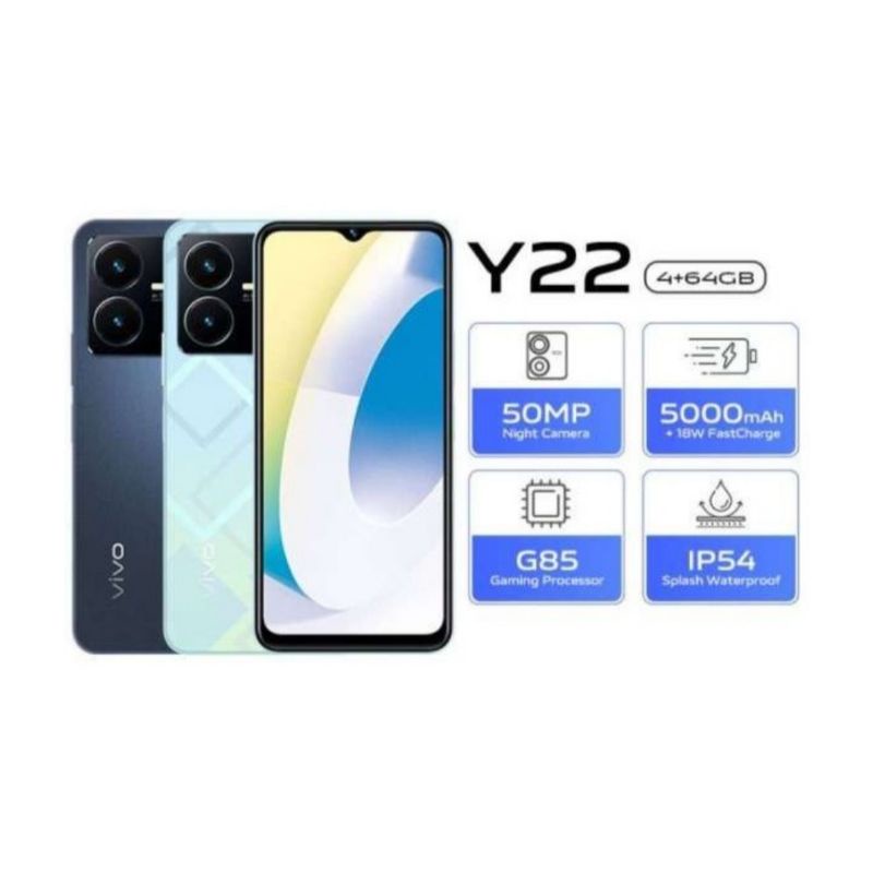 HP VIVO Y22 4/64GB - VIVO Y 22 RAM 4GB ROM 64GB GARANSI RESMI