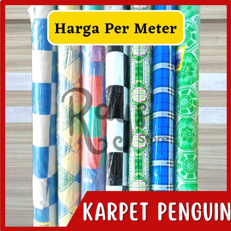 Karpet Lantai Meteran Penguin Sakura Perlak Plastik Taplak Meja Doff Waterproof Tebal 0,27 mm