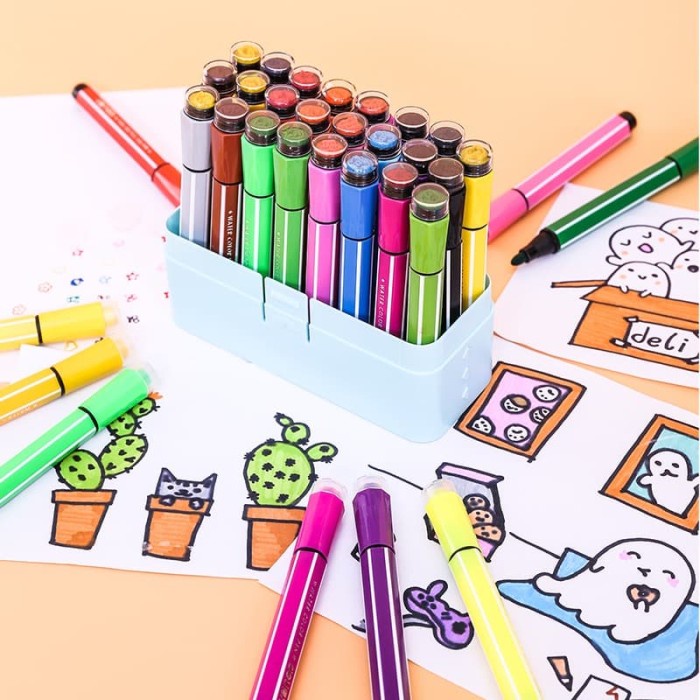 

DELI 70654 FELT PEN WITH STAMP 24 COLORS ORIGINAL TERBARU