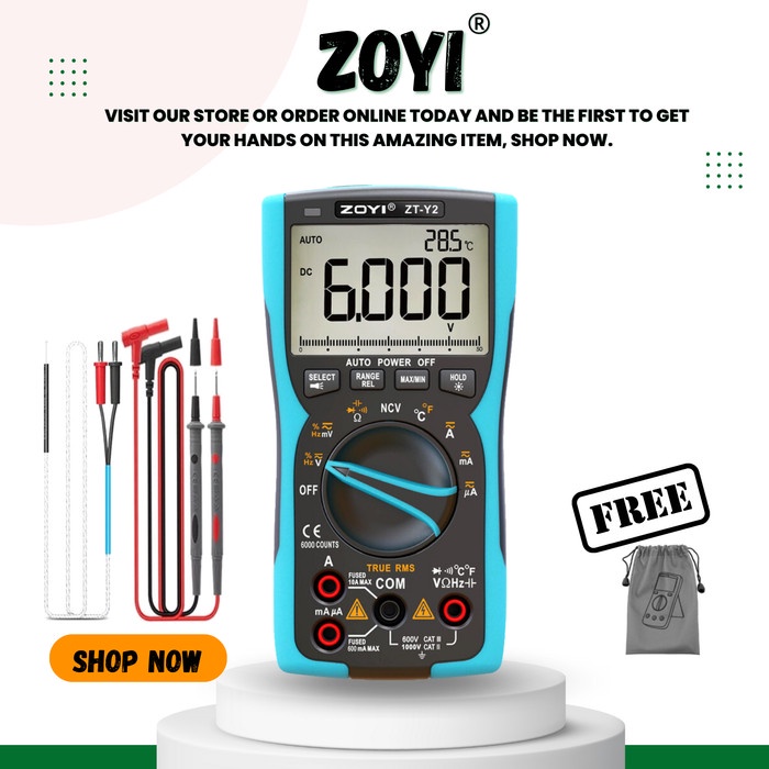 ✅Sale Zoyi Zt-Y2 True Rms Multimeter Digital Auto / Manual Range Capasistor Terbaru