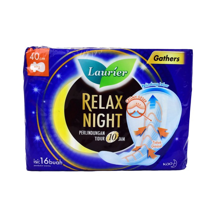 

Gratis Ongkir Pembalut Malam Laurier Relax Night Wing Gather 40 Cm Isi 16 Pads