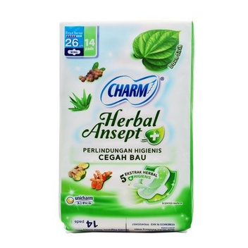 

Gratis Ongkir Pembalut Cegah Bau Charm Herbal Ansept 26 Cm Wing 14 Pads Higienis