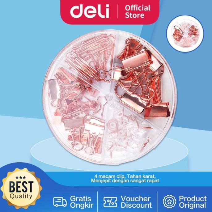 

TERLARIS DELI PAPER CLIP PUSH PIN PAKU PAYUNG BINDER CLIP 1 BOX CAMPUR 78553