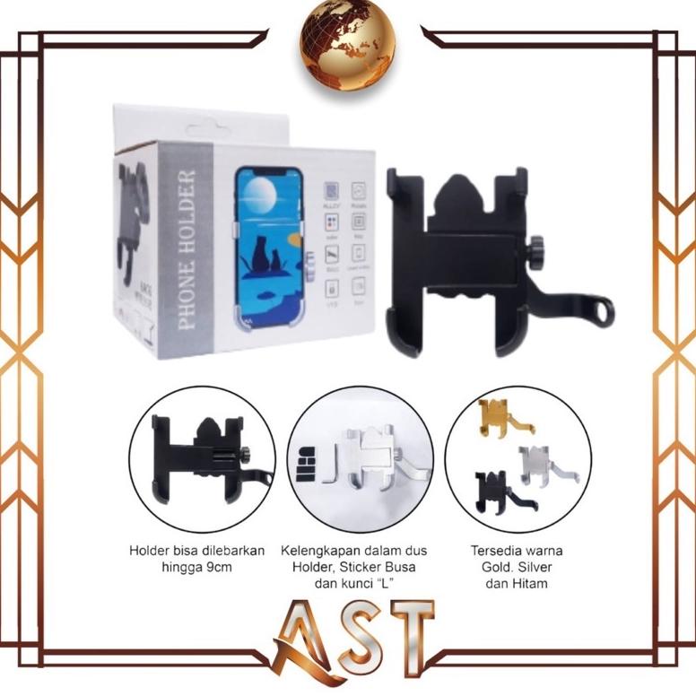 PROMO MURAH Holder HM11 Motor Kaca spion C2 Full Besi iron jepit hp Aluminium HM20 Grab Gojek LARIS