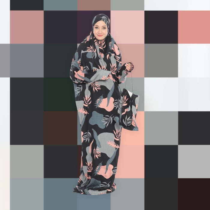 [Original] Fathaisy Mukena Hadramaut - Terusan Motif Bunga Hitam Diskon