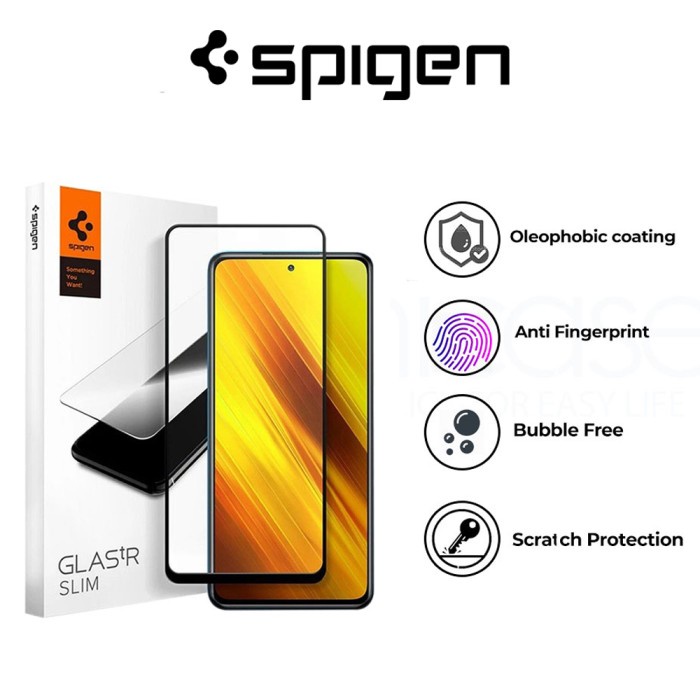 [Original] Tempered Glass Spigen Xiaomi Poco X3 Nfc / X3 Pro Glas Tr Full Cover Berkualitas