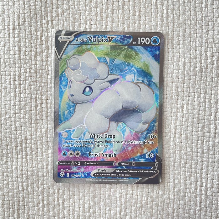 ✅COD Alolan Vulpix V Full Art Silver Tempest English Pokemon Tcg Terbaru