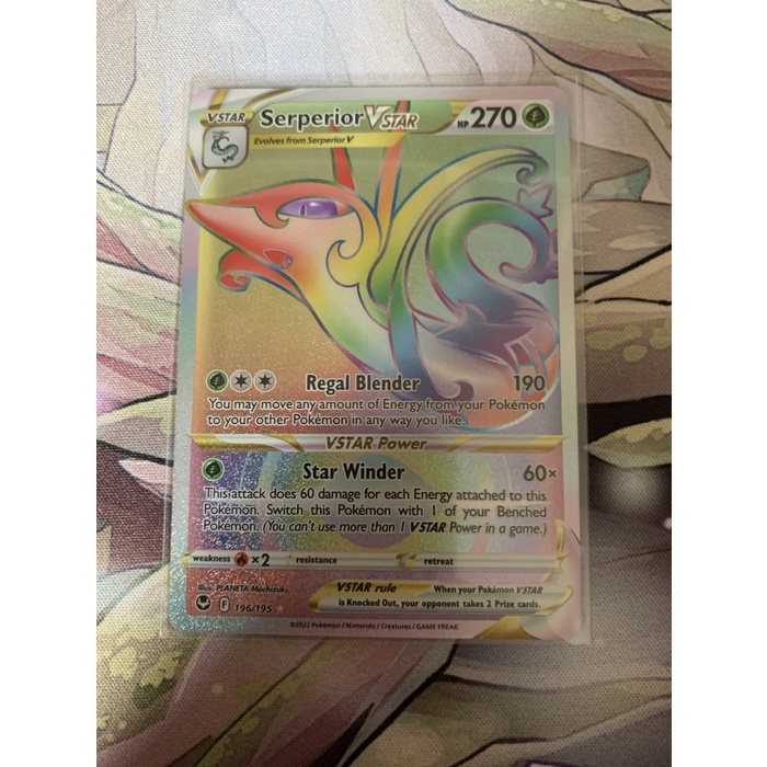 ✅COD Serperior Vstar 196/195 Rainbow Rare Pokemon Silver Tempest Tcg Eng Diskon