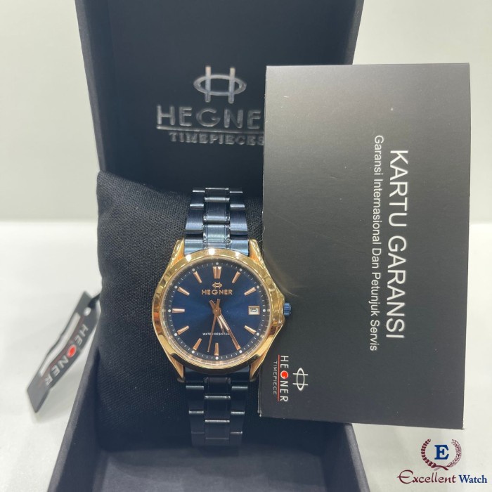 ✅New Ori Excellent Watch Jam Tangan Wanita Hegner 8009L Blue Limited