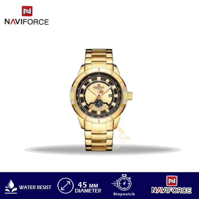 ✅New Ori Jam Tangan Naviforce Nf9166 Nf 9166 Gold Terbatas