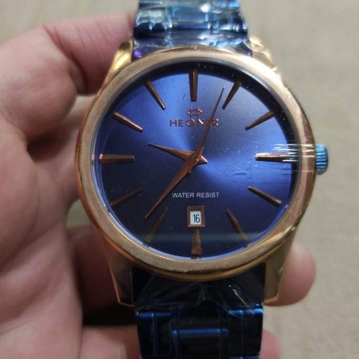 ✅New Ori Jam Tangan Pria - Laki - Cowok Hegner 1603 Blue Biru Stainles Original Berkualitas