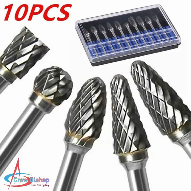Mata Bor Kikir Ukir Tuner  Baja Cun Metal Porting Mini Grinder Rotary Tungsten Carbide 1set 10pcs
