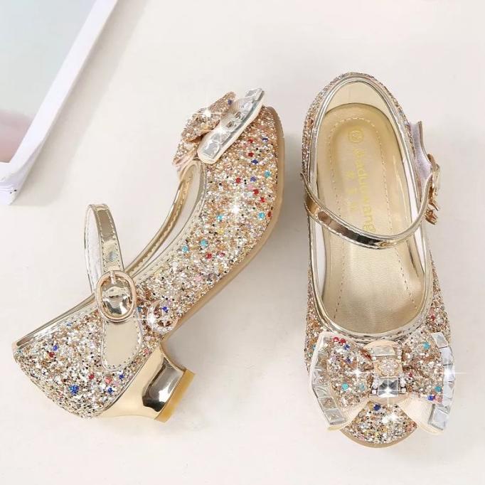 Sepatu Pesta Anak Perempuan Frozen Hak Heels Pendek Princess Cantik