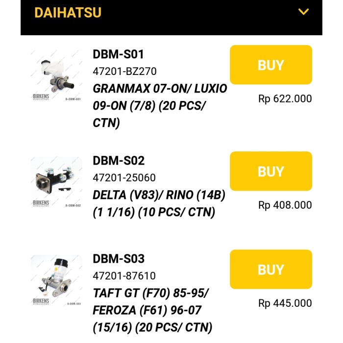 [Baru] Master Rem Rumah Sentral Rem Central Bm Assy Taft Gt Feroza Birkens Terbatas