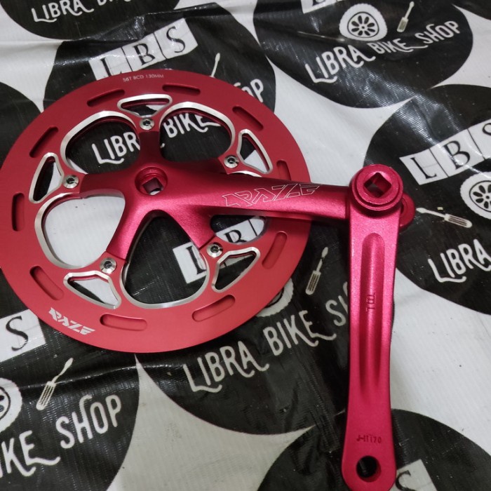 [Baru] Single Crank Raze 56T Folding Merah L Crank Single Raze 56T Limited