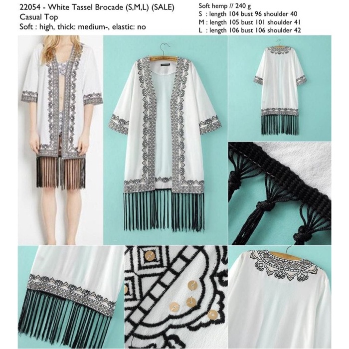 [COD] Cardigan Kimono Rumbai Putih Elegan Terbatas