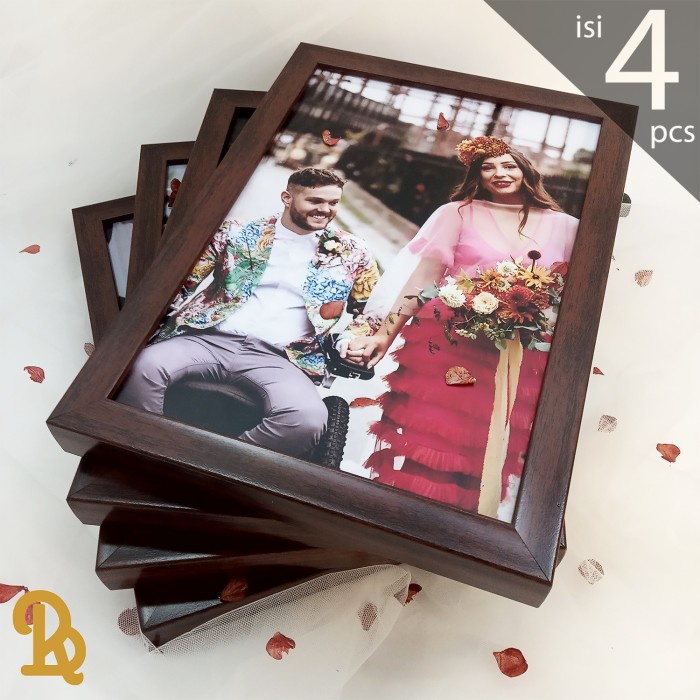 PAKET 4pcs cetak foto laminasi + bingkai frame foto blok - photo block